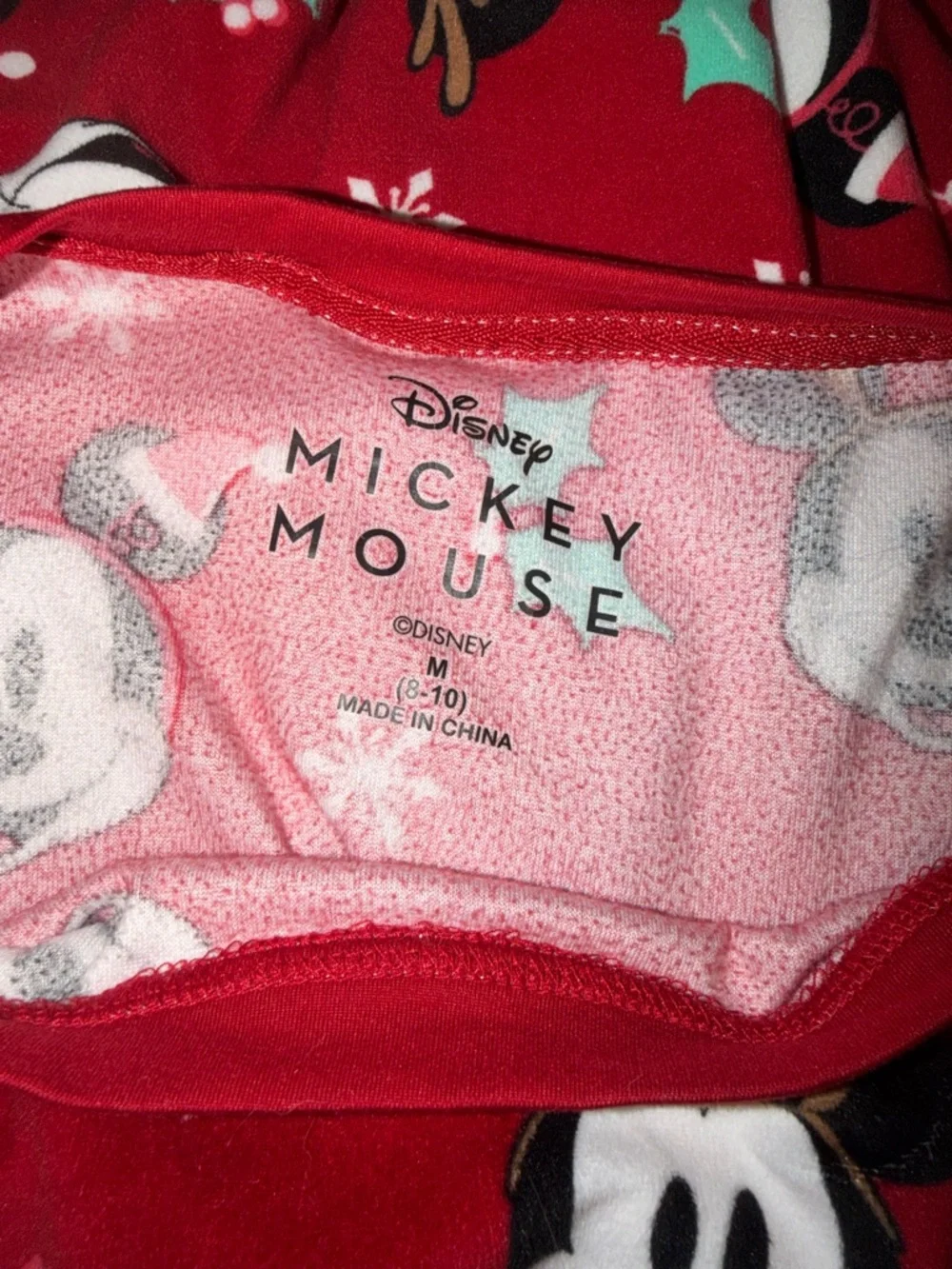 Disney Red Holiday Mickey Sleepwear Top & Bottom with Teal & White Accents - Picture 4 of 8